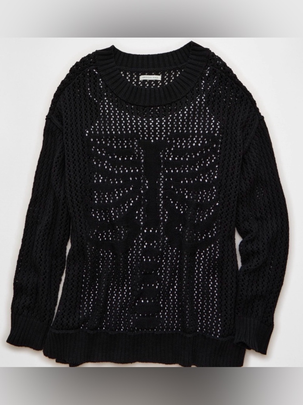 AE American Eagle L oversized skeleton sweater NEW (skull, grunge, rockabilly)